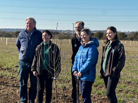 MP Mary Creagh with two representatives from Wiltshire Wildlife Trust and two other partner representatives in Western Forest project